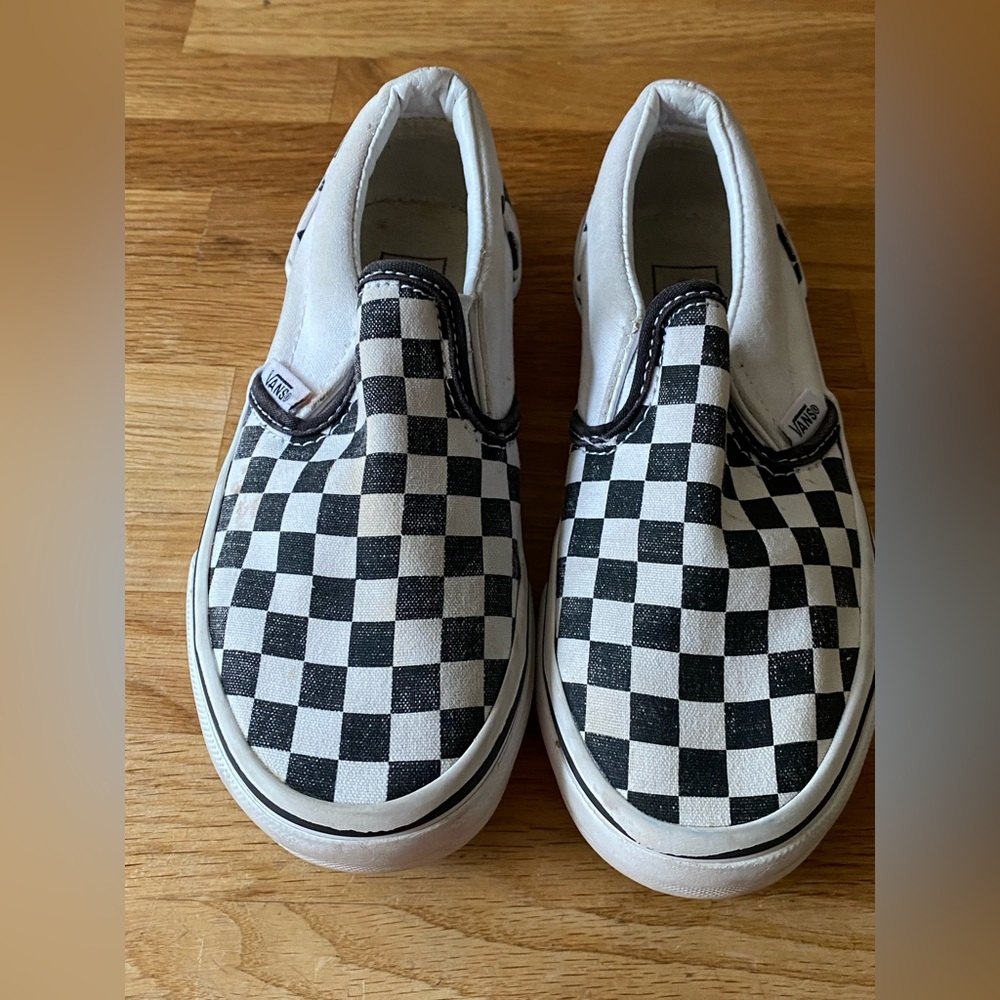 Vans Unisex Kids Black White Checker Slip On Skate Shoe Low Top Kids Size 1